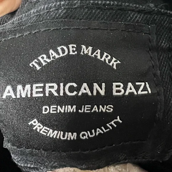 Custom Vibrant Mardi Gras Green and Black Denim American Bazi Jacket, Size: Lg - Picture 8 of 10